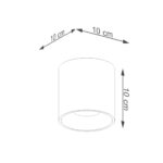 Technical drawing of the cylindrical spotlight showing 10 centimetre dimensions