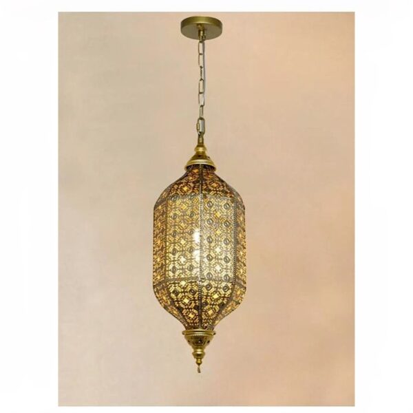 Gold Moroccan-style filigree lantern pendant light