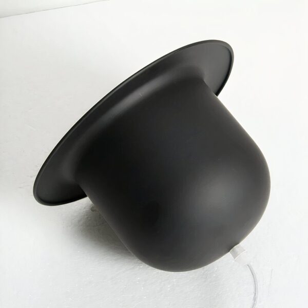 Matte black bowler hat shaped ceiling light with a rounded dome