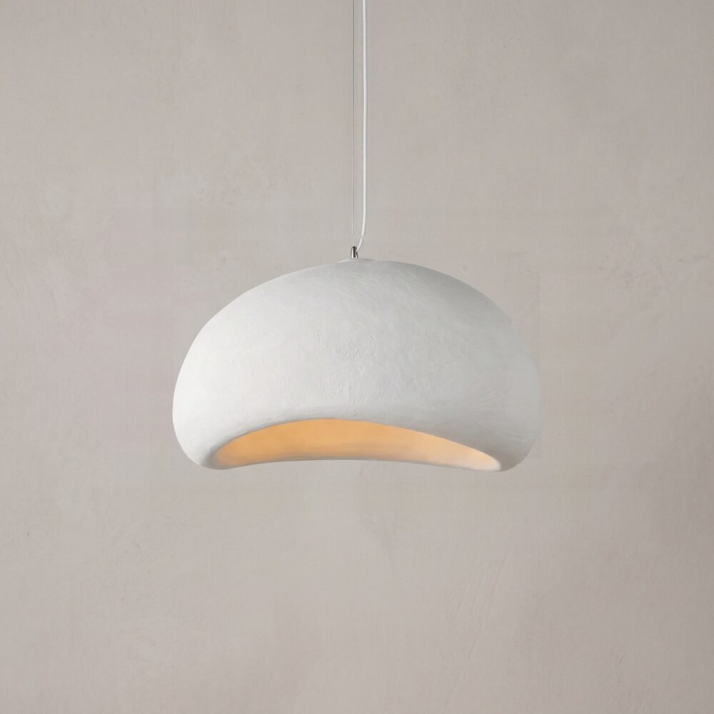 White organic dome pendant light with a soft rounded silhouette