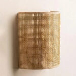 Woven rattan curved wall light panel