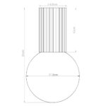 Dimensions diagram of the globe light showing a 12cm diameter and 21cm total height