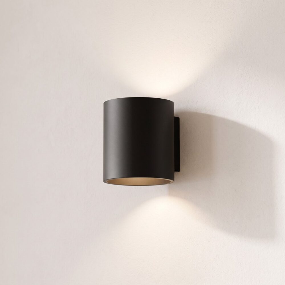 Cylindrical double-beam wall light, 4 colours