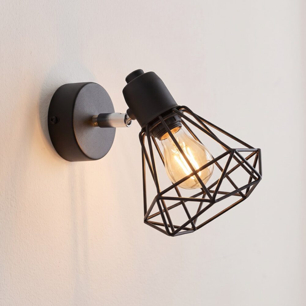 Industrial steel wall light in white or black loft style