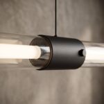 Industrial glass tube pendant light, 95 cm