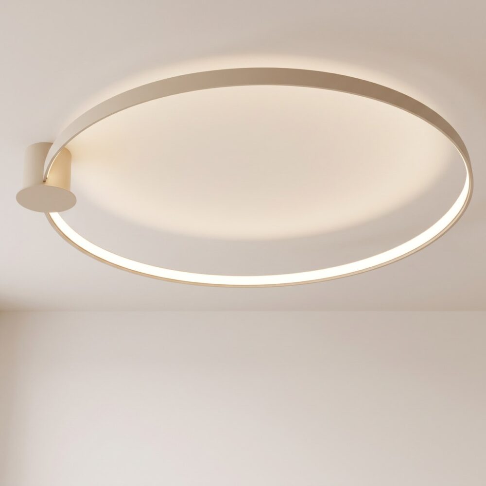 LED ring ceiling light in beige or white aluminium, 3 sizes