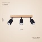 Wood bar and black metal ceiling light with adjustable spots