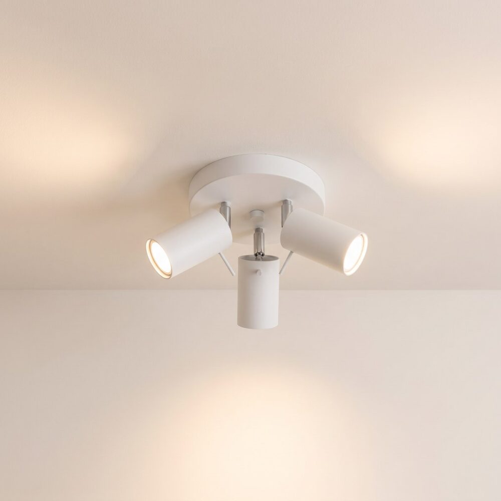 Steel ceiling light with 3 adjustable spots