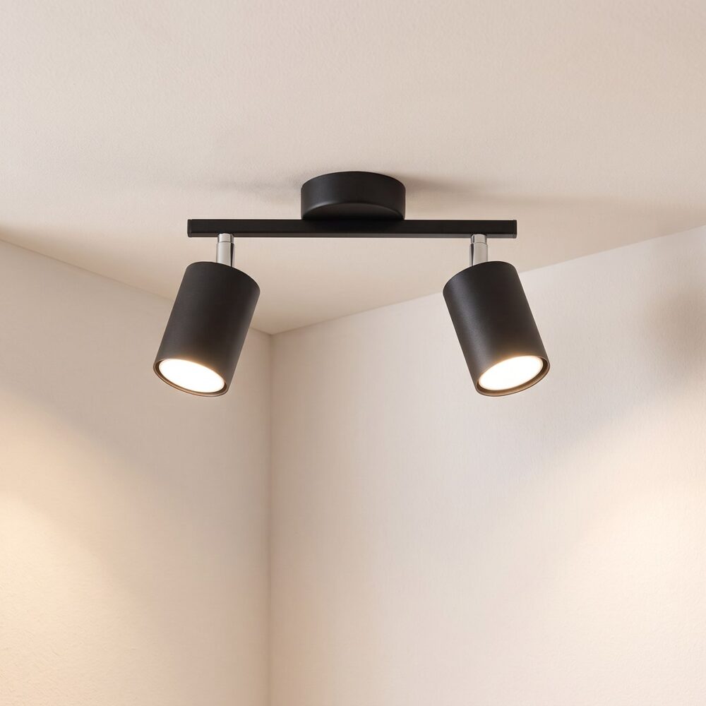 Modern black ceiling light with adjustable spotlights