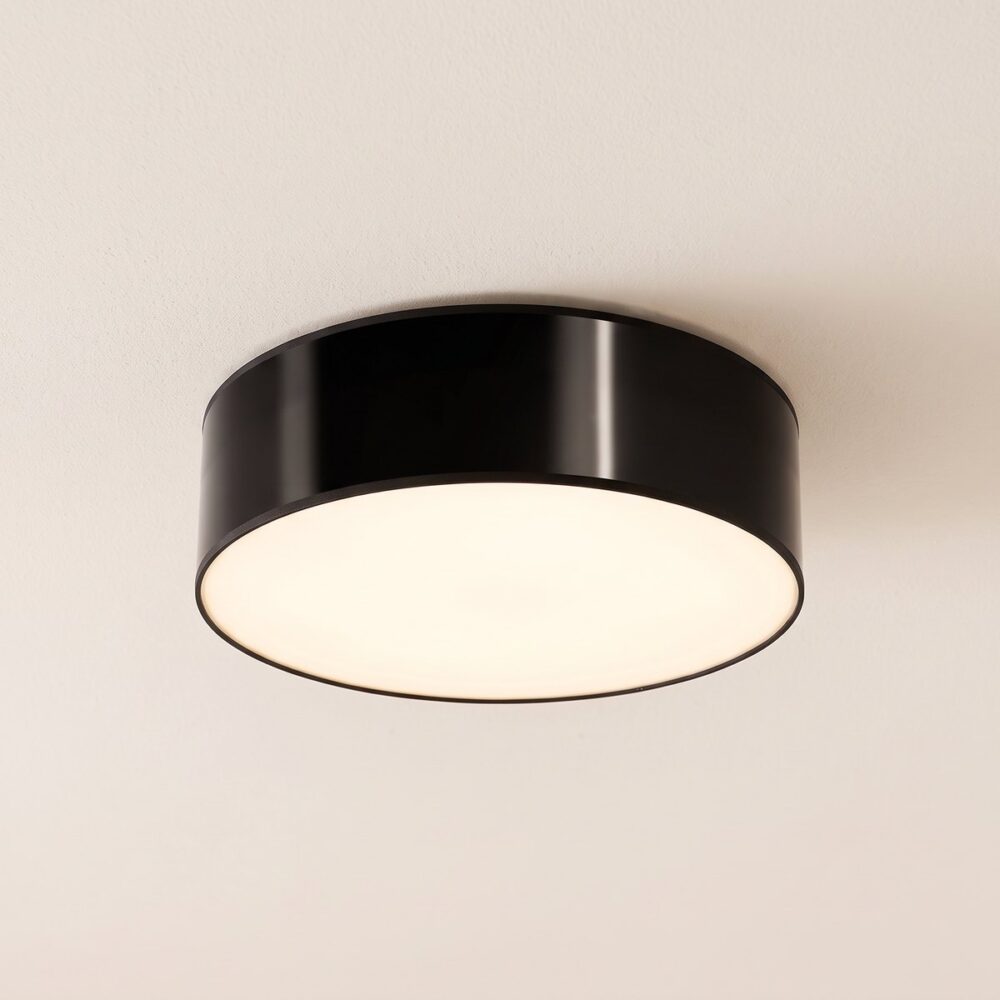 Flat round ceiling light with white diffuser, 3 colours