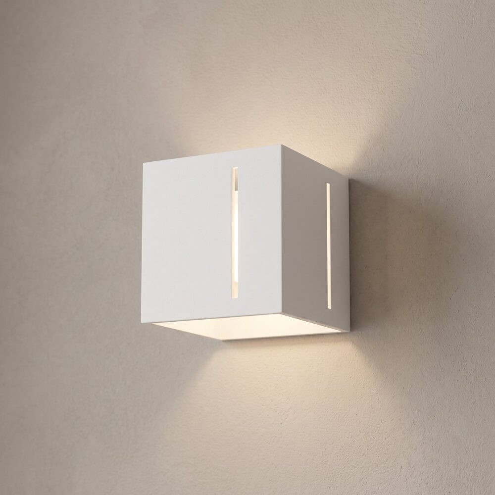 Aluminium cube wall light with light slits, 3 colours