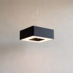 Square black fabric pendant light, 60 cm