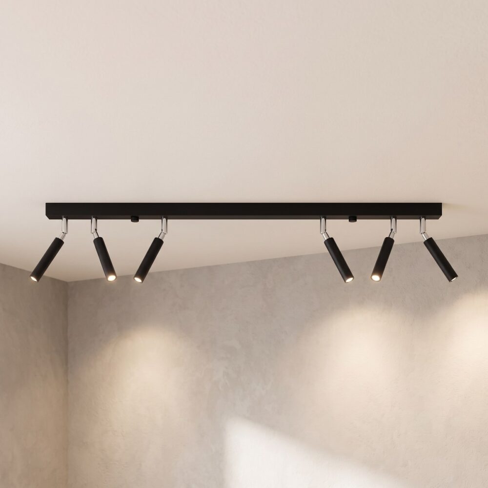 6-spot adjustable pencil bar ceiling light, 100 cm