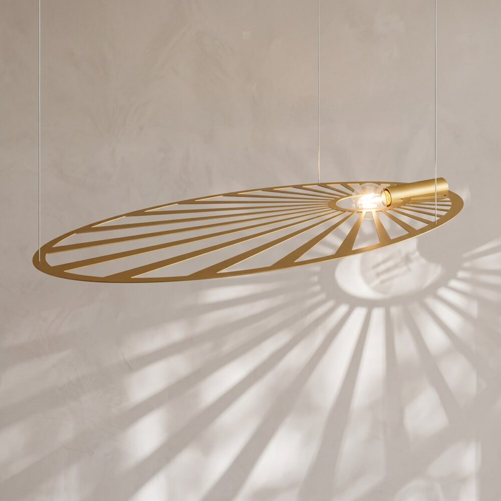 Cut-metal leaf pendant light, 110 cm, 3 finishes