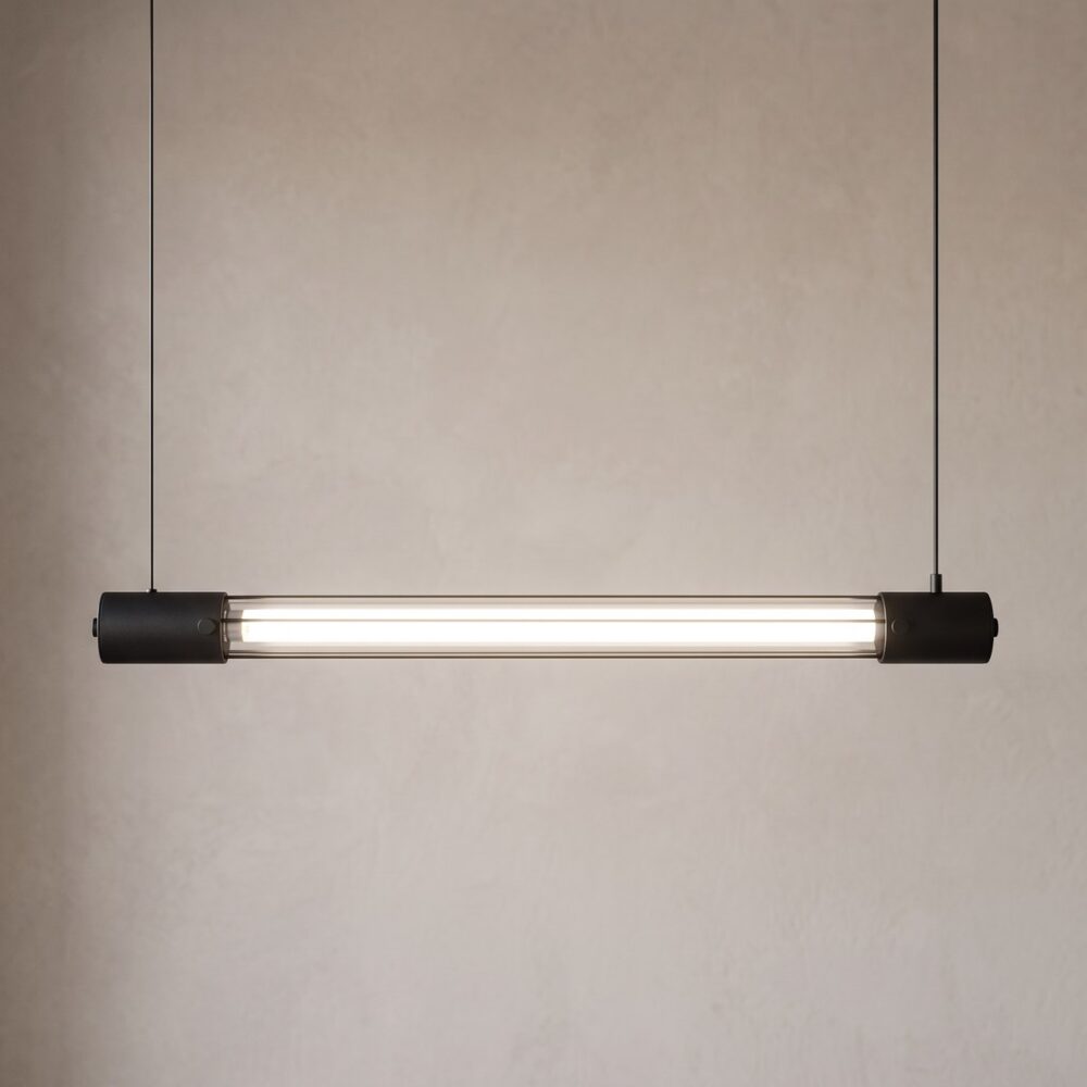 Industrial glass tube pendant light, 95 cm
