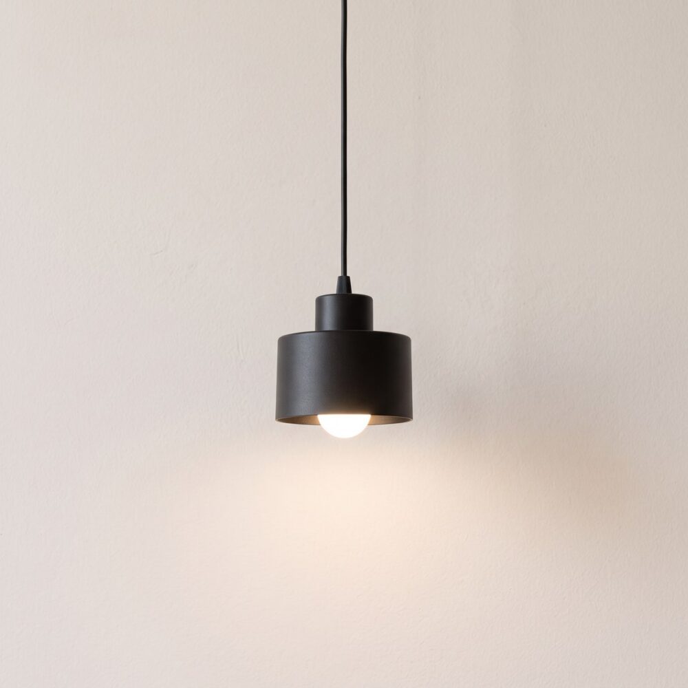 Modern black metal cylinder pendant light